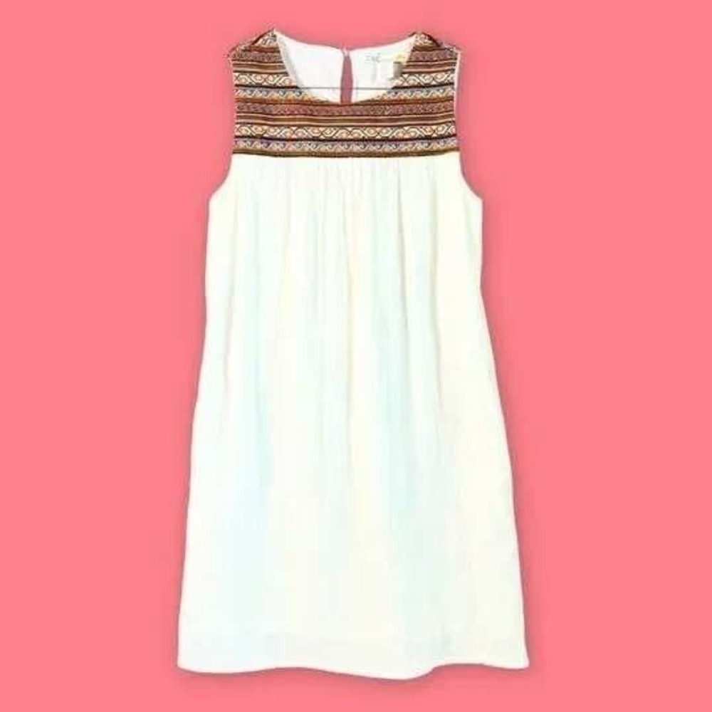 C&C California White Embroidered Boho Sleeveless Shift Dress XS